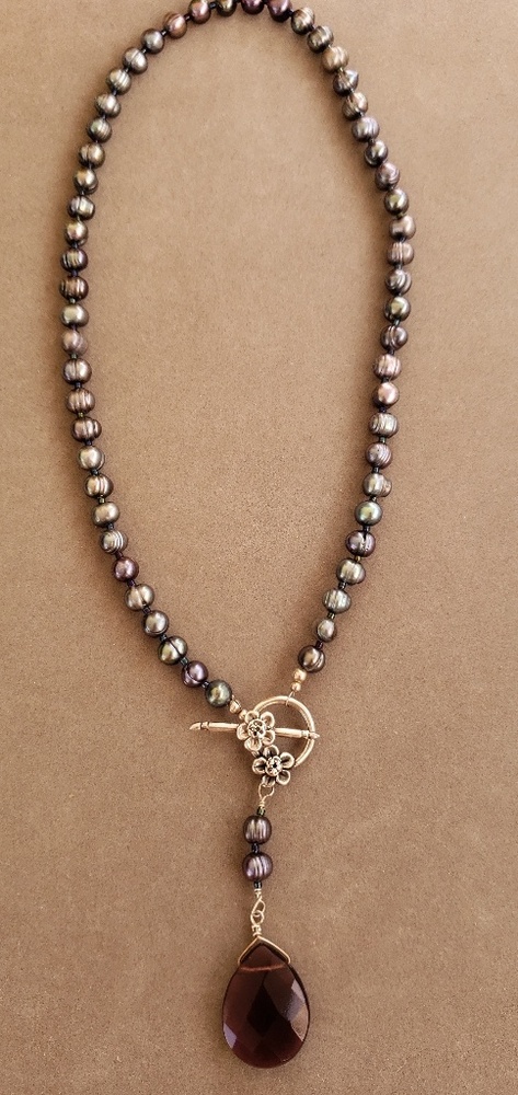 Gray Pearl Sterling Silver Necklace - Picture 2 of 3